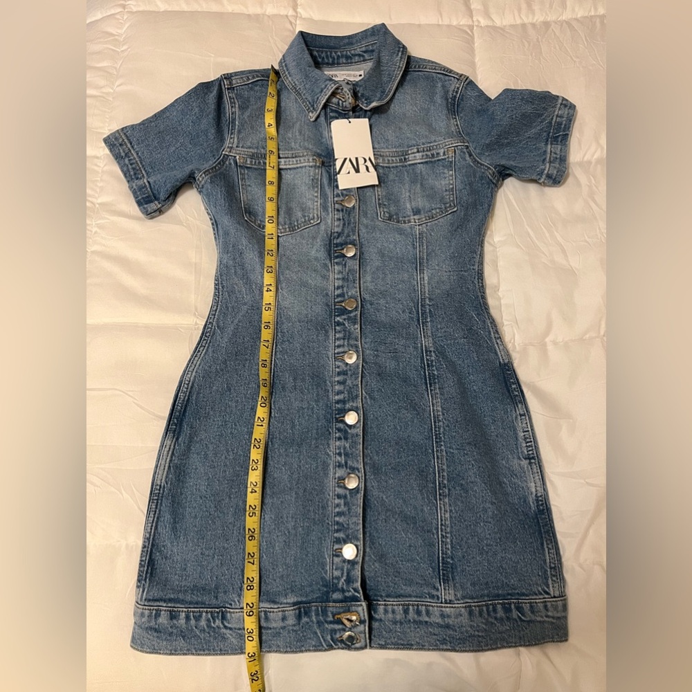 Zara Fitted mini dress denim NWT brand new - Picture 4 of 5